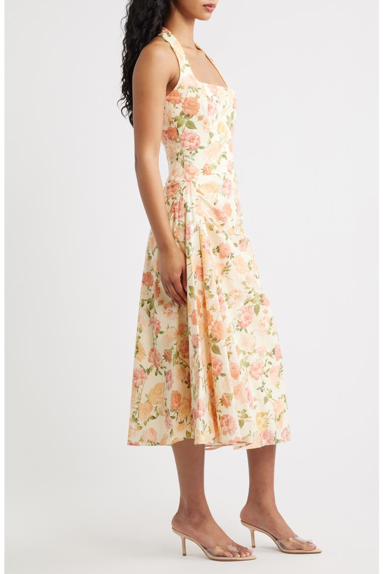 Tallulah Rose Print Halter Midi Dress, Alternate, color, WARM ROSE PRINT