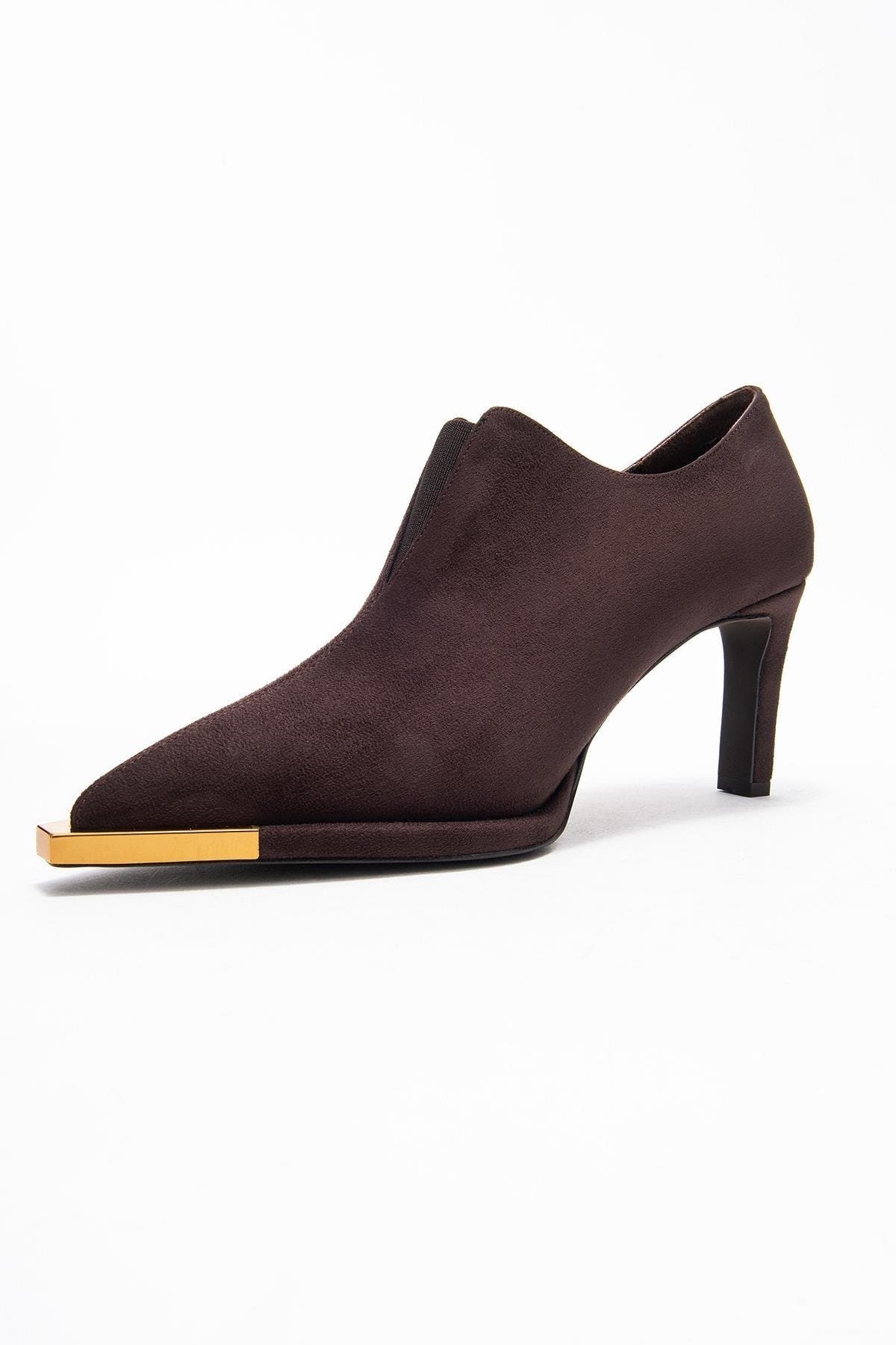 Prologue Shoes Niva Pointed Toe Pump, Alternate, color, Brown Suede
