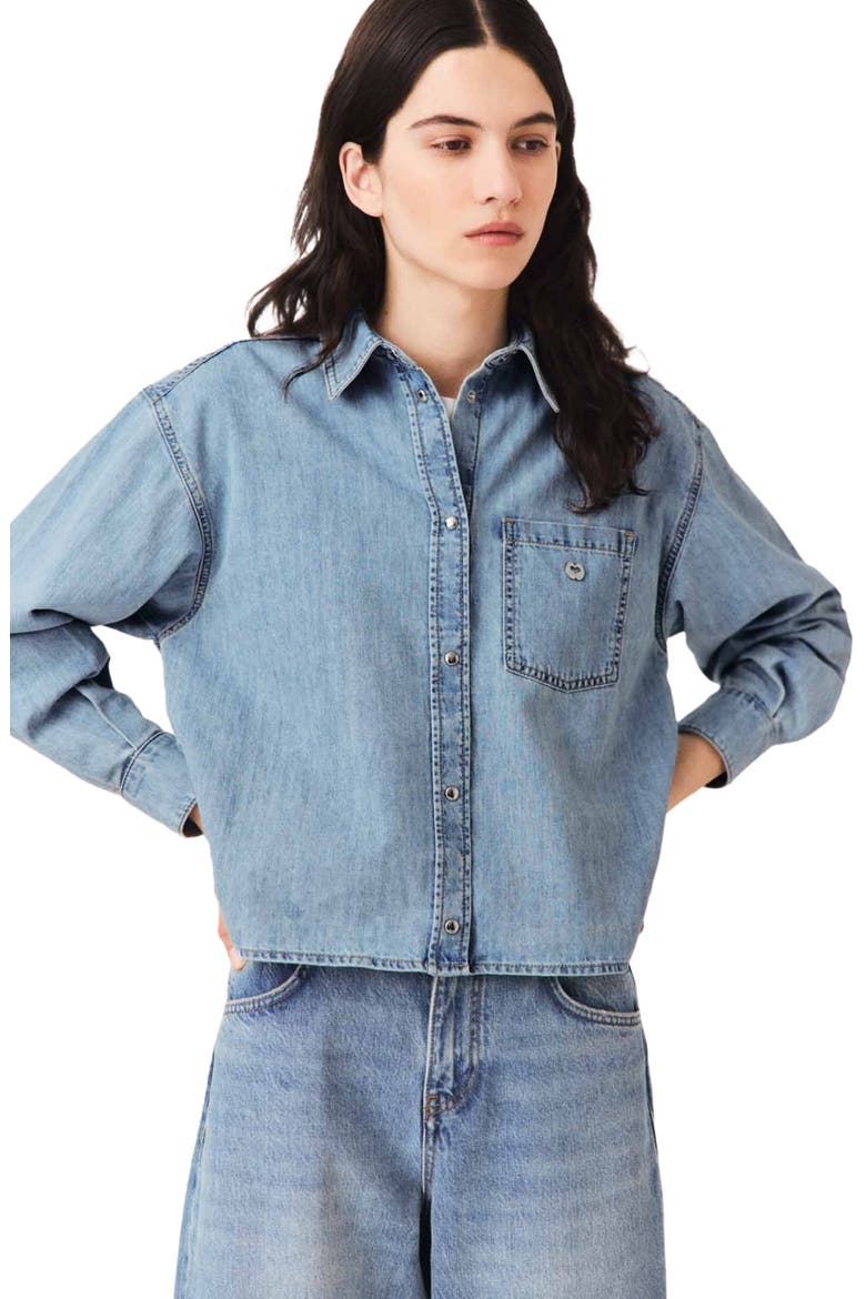 Denim shirt with logo, Alternate, color, Blue