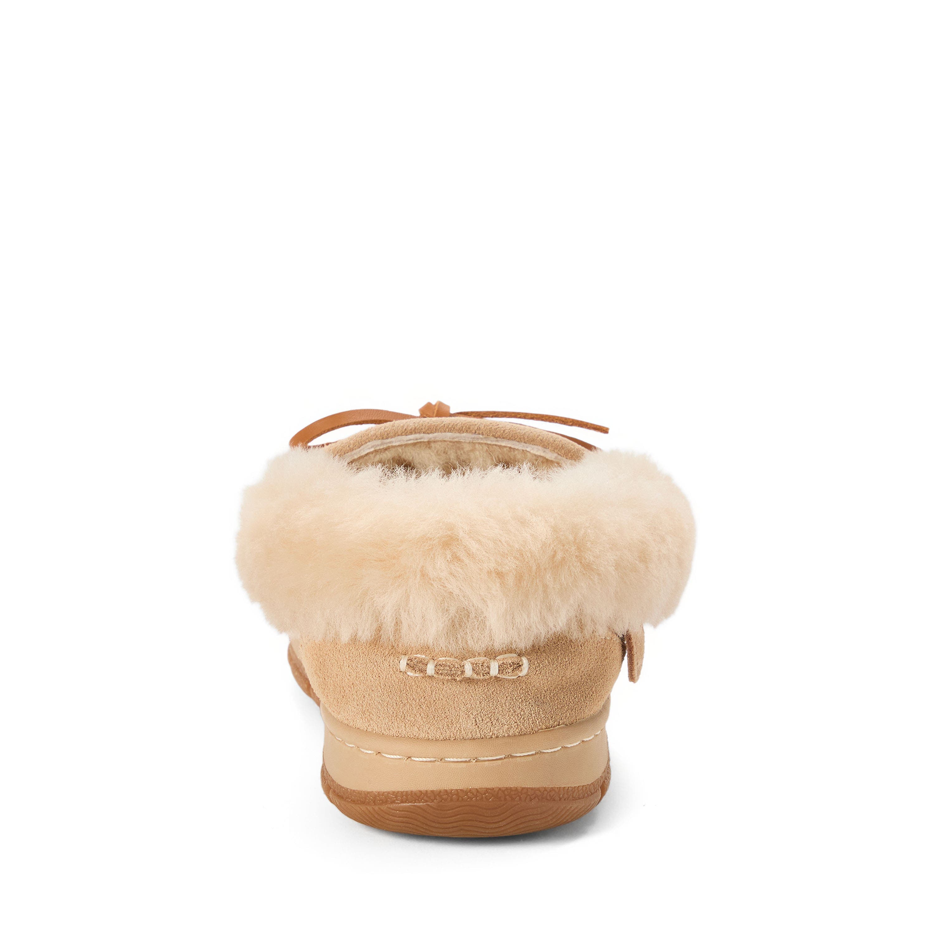 Fireside Gladstone Genuine Shearling Moccasin with Stitching, Alternate, color, SAND