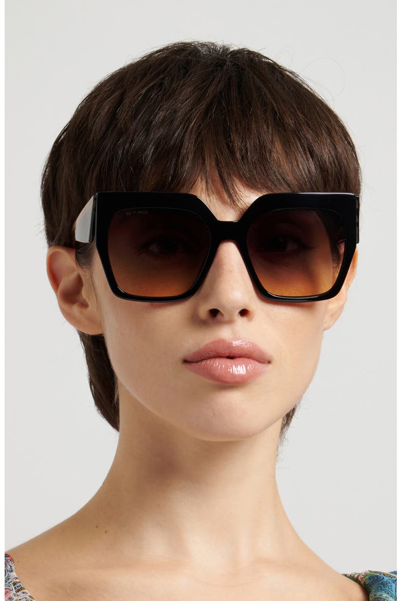 57mm Square Sunglasses, Alternate, color, BLACK YELLOW/ VIOLYELLOW DS