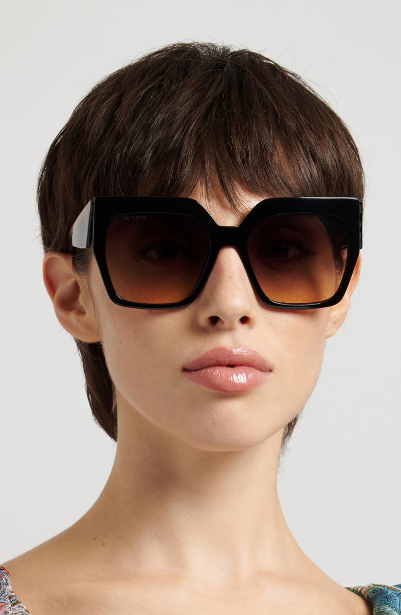 Etro 57mm Square Sunglasses, Alternate, color, Black Yellow/ Violyellow Ds