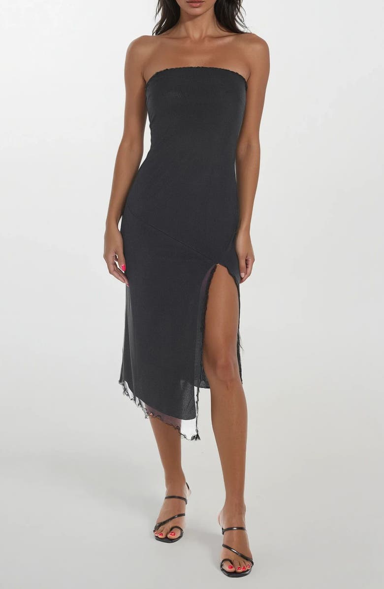 bebe Powermesh Strapless Midi Dress, Main, color,