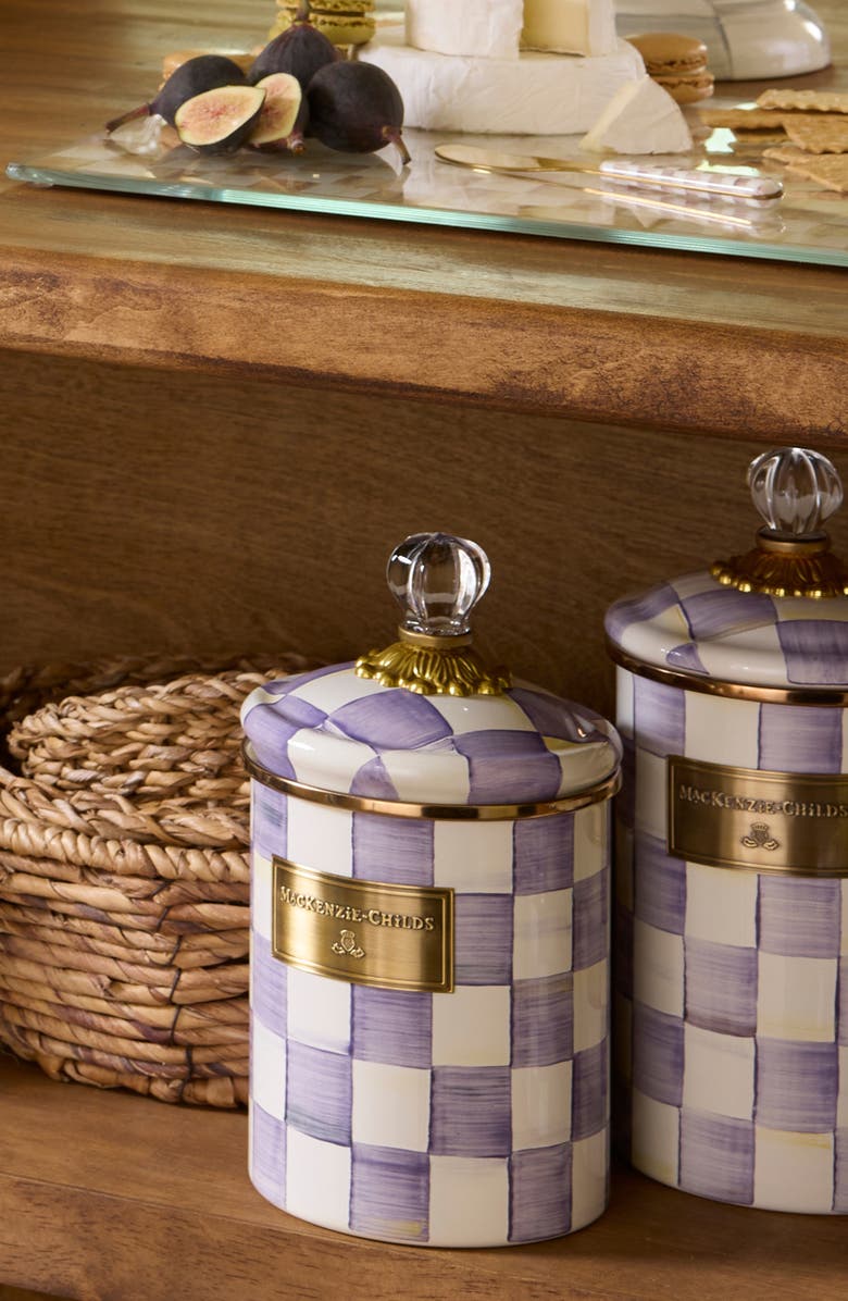 MACKENZIE CHILDS Tartan Violet Enameled Steel Medium Canister, Alternate, color, Tartan Violet
