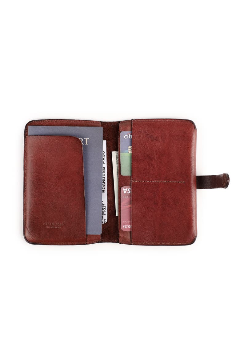 Leeds Genuine Leather Bifold Passport Holder, Alternate, color, Brown