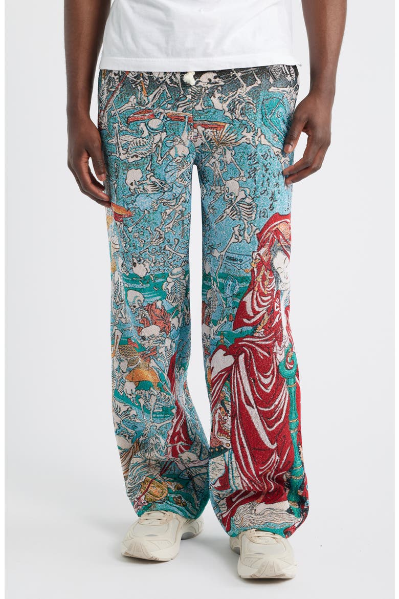 Jigoku Dayu Drawstrings Pants, Main, color, BLUE/ GREEN