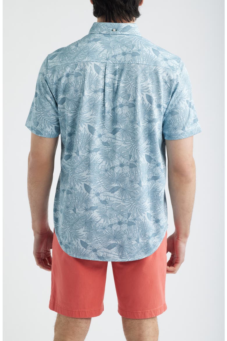 San Lucio Villa Evora IslandZone® Knit Short Sleeve Cotton Blend Button-Up Shirt, Alternate, color, SEA ICE