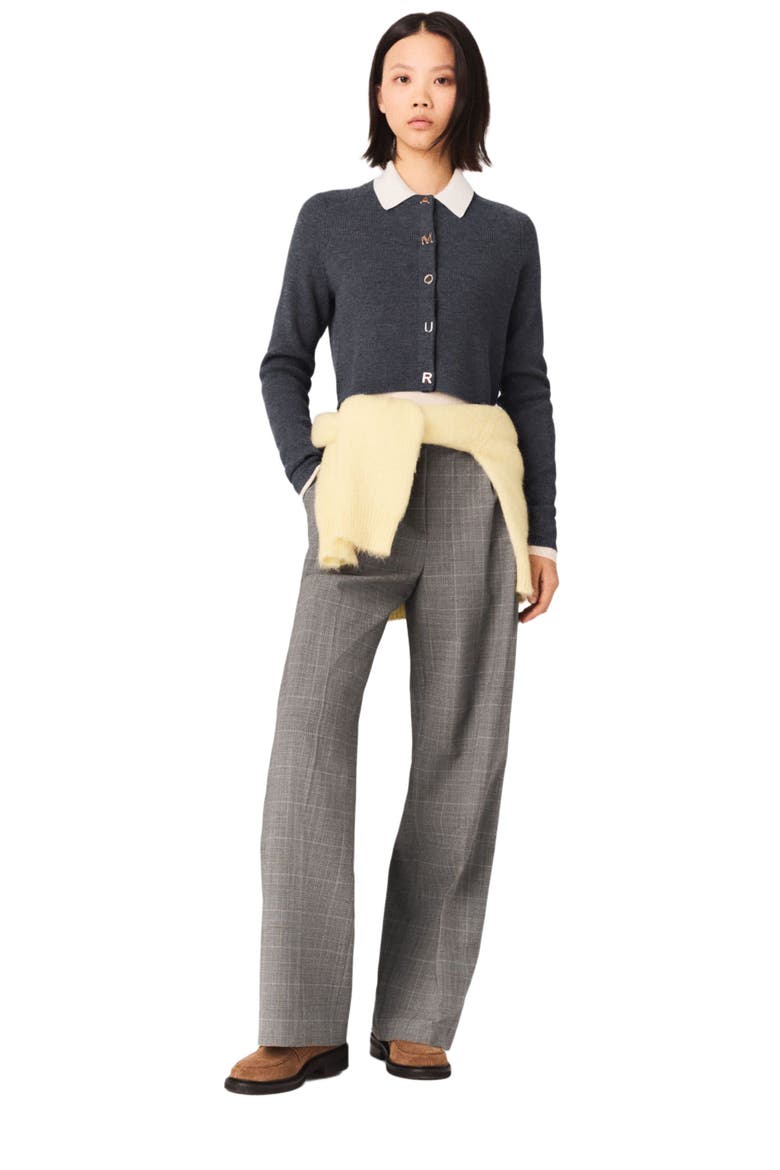 Round-neck rib knit cardigan, Alternate, color, Grey