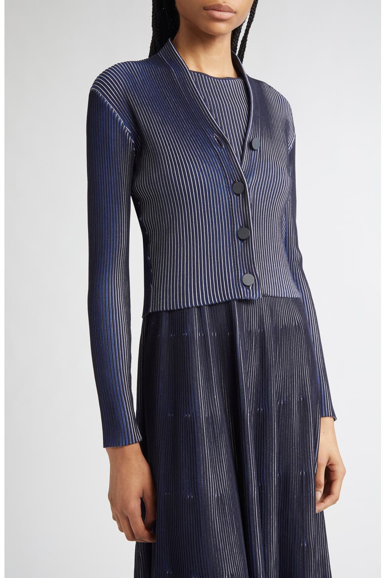 Stripe Rib Cardigan, Alternate, color, BLACK/ NAVY