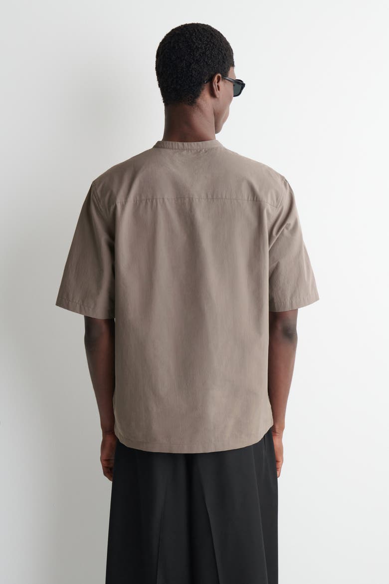 Cotton Henley Shirt, Alternate, color, BROWN