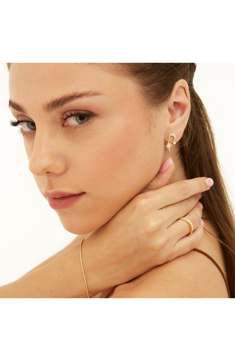 Spero London Sterling silver Dangle Drop Northernstar Stud Earring, Alternate, color, Gold