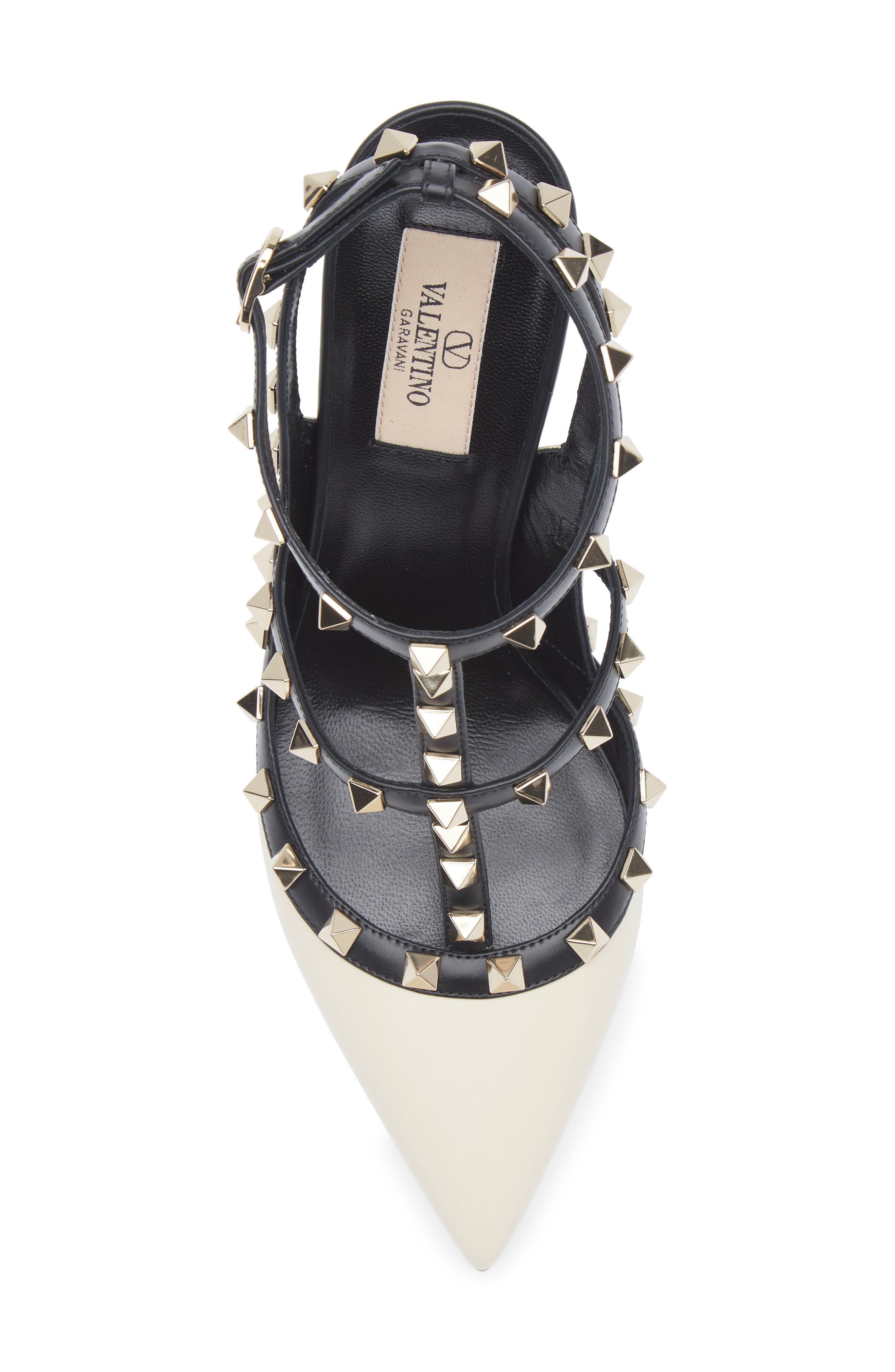 Valentino Garavani Rockstud T-Strap Pointed Toe Pump, Alternate, color, 