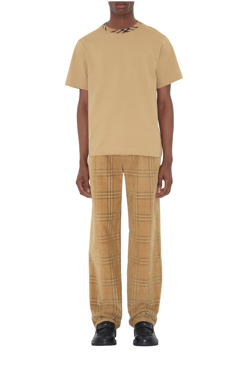 Burberry Check Corduroy Trousers, Main, color, Sand Beige