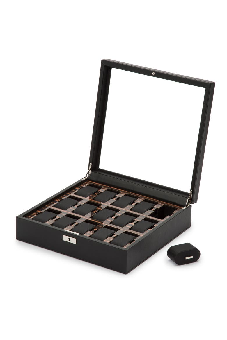 Roadster 15 Piece Watch Box, Alternate, color, BLACK