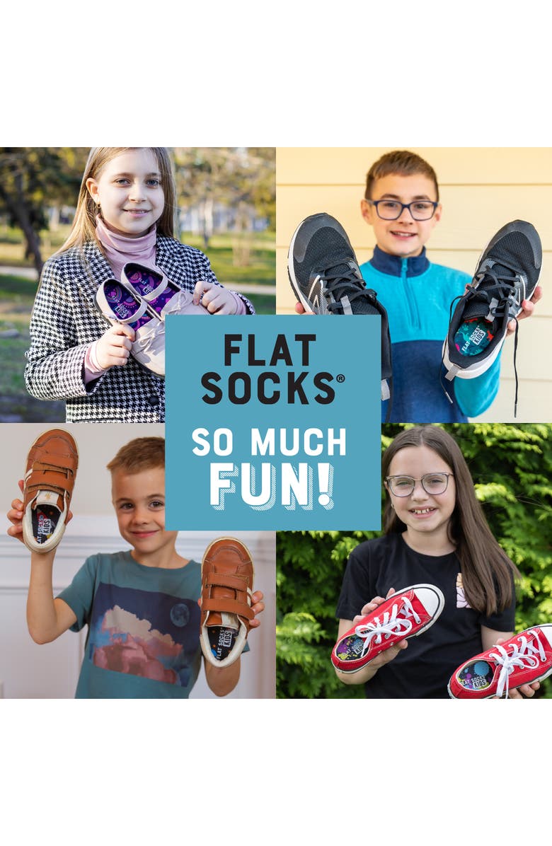 FLAT SOCKS Kids' Assorted 3-Pack Dinosaur Flat Sock Insoles, Alternate, color, Black/ Green/ Purple Assorted