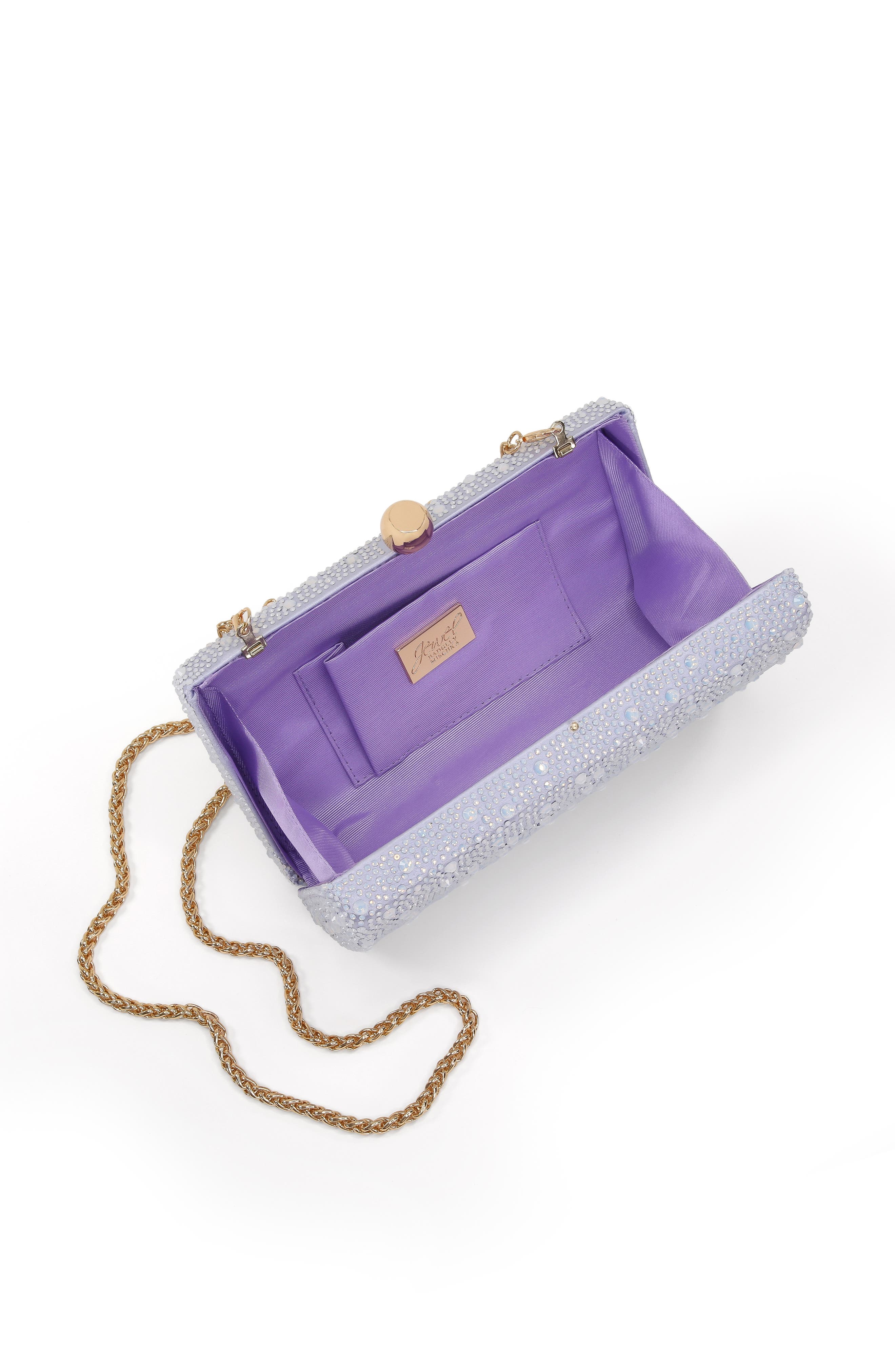 Jewel Badgley Mischka Heather Opal Crystal Minaudiere, Alternate, color, Blue