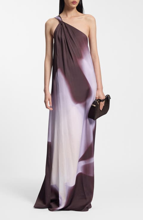 Dantea One-Shoulder Floral Print Gown