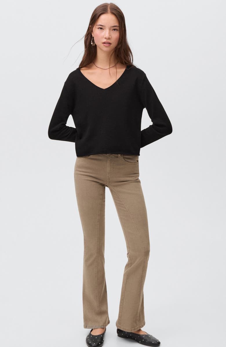 MANGO TEEN V-Neck Cotton Blend Sweater, Alternate, color, Charcoal