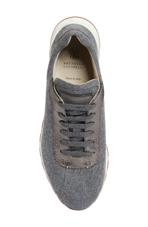 Brunello Cucinelli Mixed Media Runner Sneaker In Gray