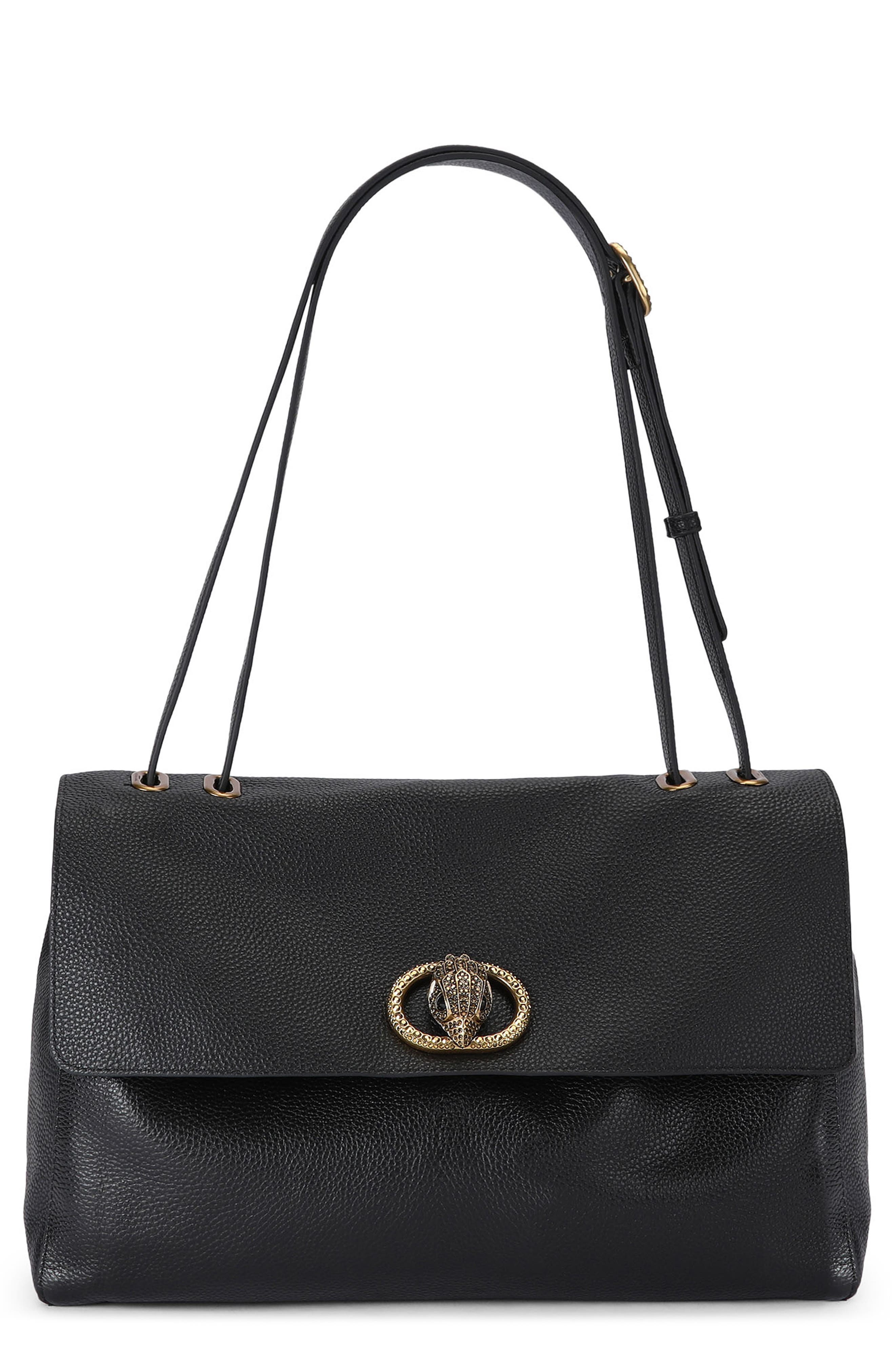 Chelsea Large Slouchy Leather Flap Bag, Main, color, BLACK