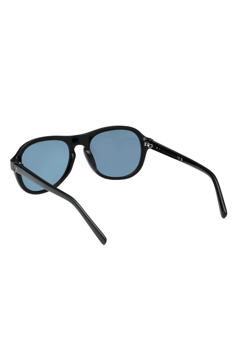 ABERCROMBIE & FITCH 55mm Oval Sunglasses, Alternate, color, Shiny Black / Blue
