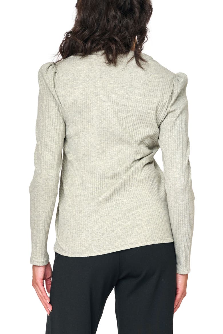 Amelia Cotton Rib Henley, Alternate, color, HEATHER GREY