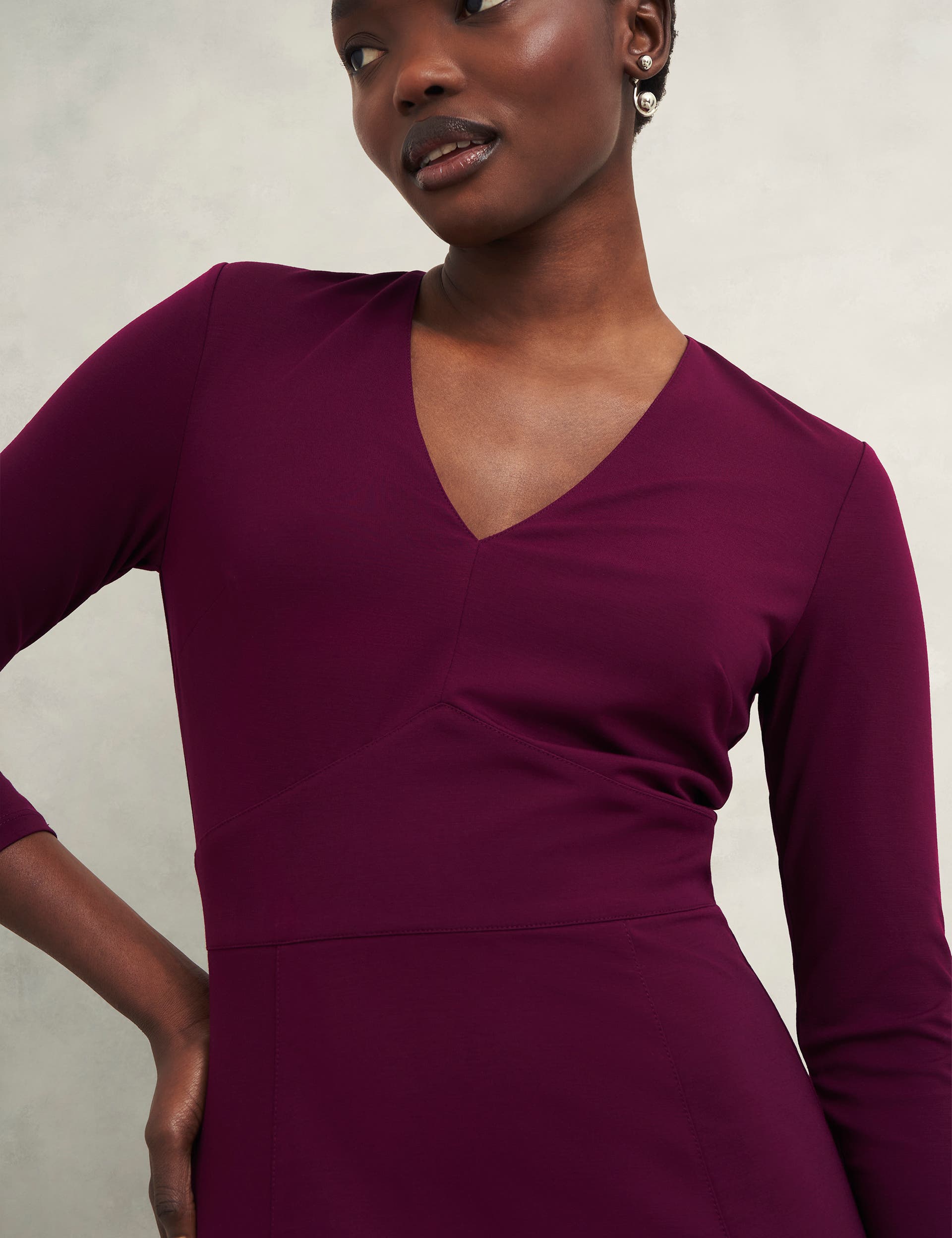HOBBS LONDON Mirabel Ponte V-Neck Dress (Women) | Nordstrom