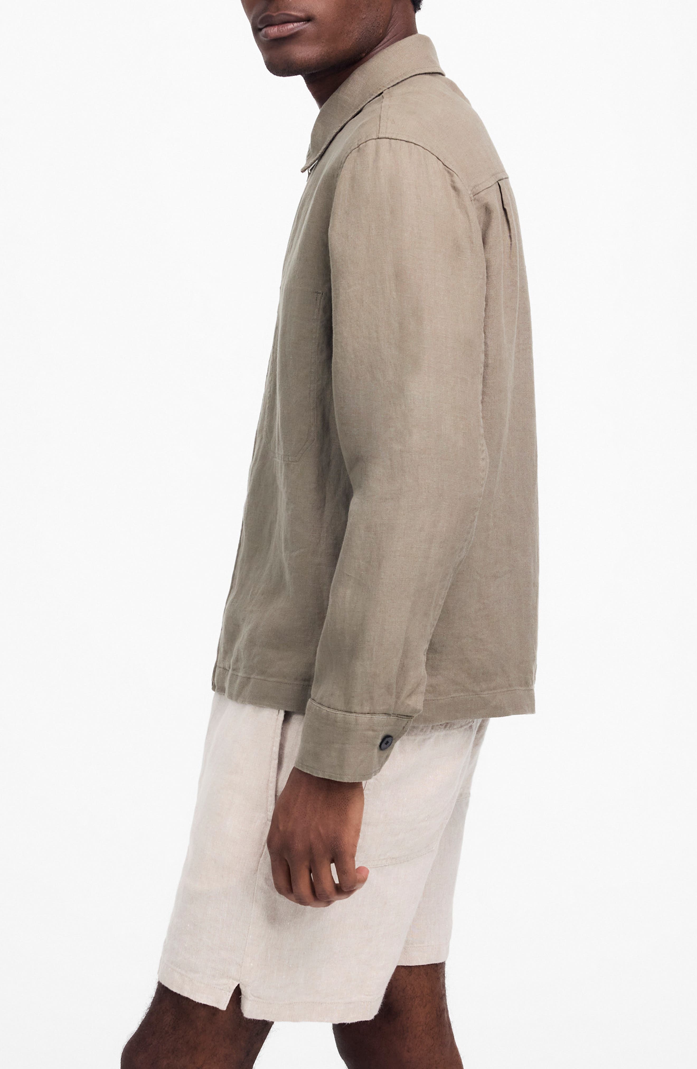 Linen Zip Front Shirt Jacket (Men) | Nordstrom