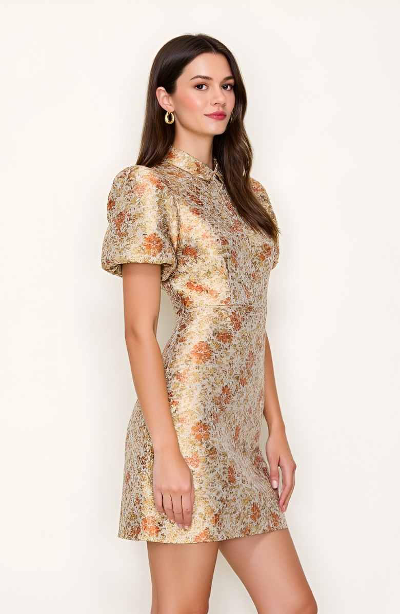 Modenaire Floral Puff Sleeve Mini Dress, Alternate, color, 