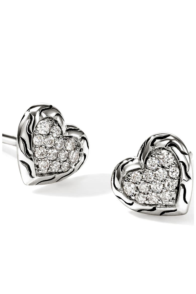 Essentials Heart Pavé Stud Earrings, Alternate, color, SILVER