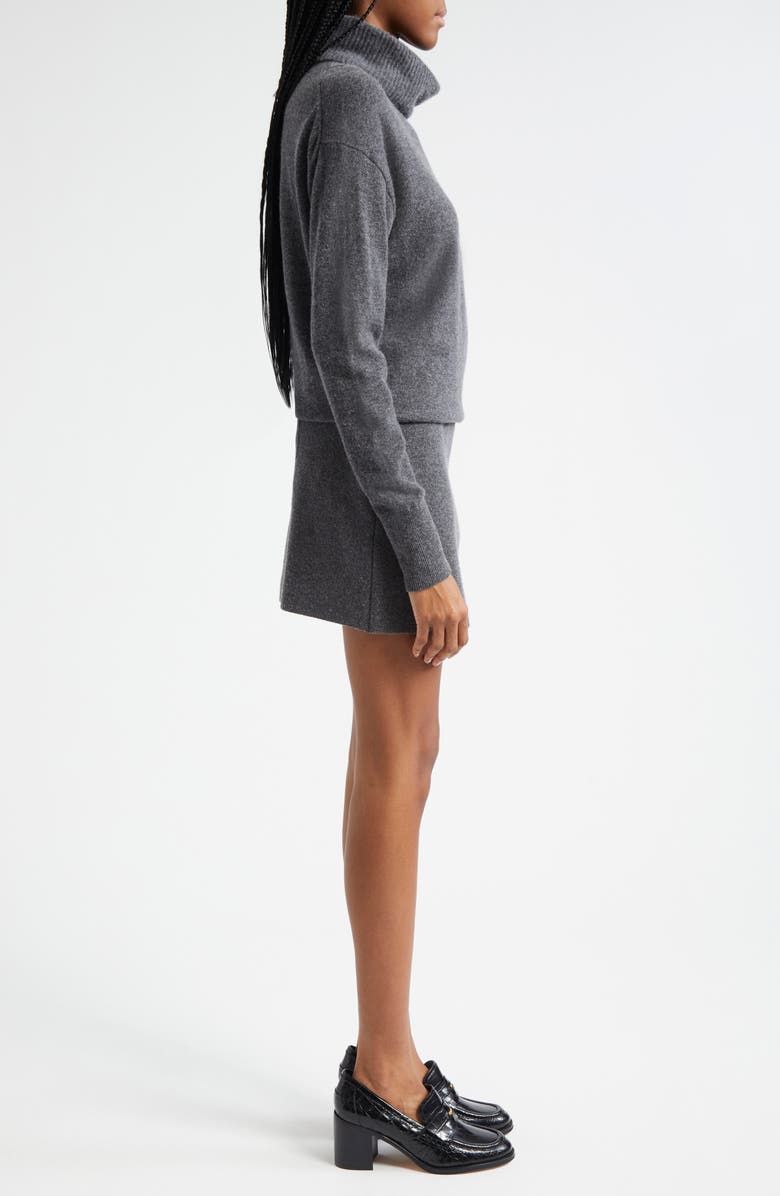 Veronica Beard Cassidy Long Sleeve Turtleneck Wool & Cashmere Sweater Dress, Alternate, color, Charcoal
