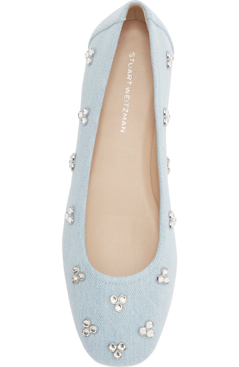 Stuart Weitzman Tammy Crystal Embellished Ballet Flat, Alternate, color, Light Blue