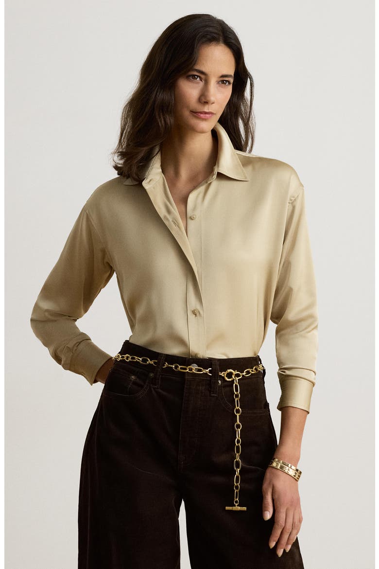 Long Sleeve Button-Up Shirt, Alternate, color, CREAM IVORY