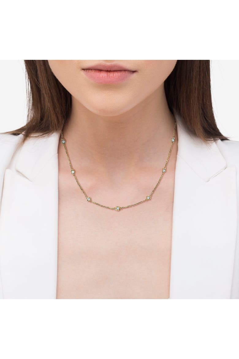 Natural Diamond Station Necklace Bezel-Set 14k(1.50ctw), Alternate, color, Yellow Gold