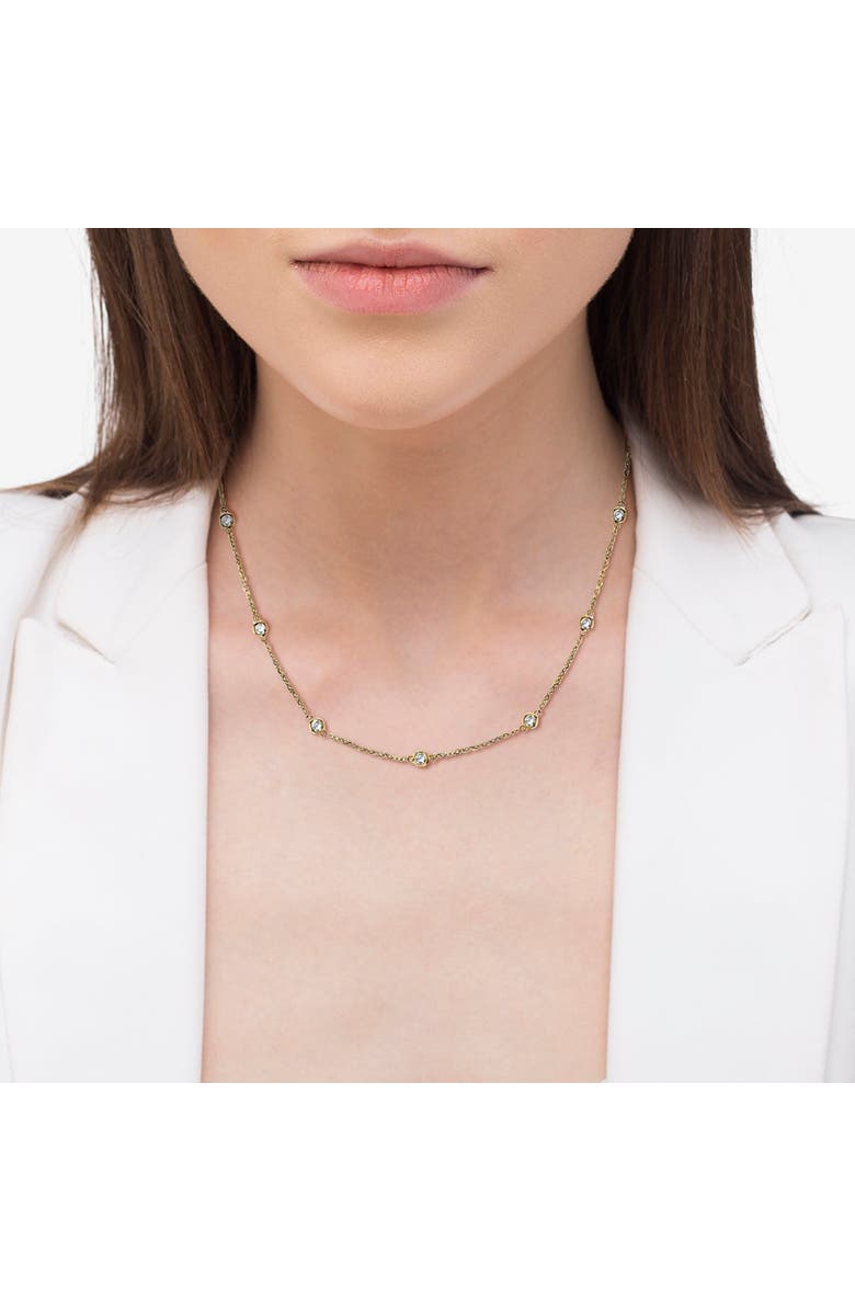 ALLUREZ Natural Diamond Station Necklace Bezel-Set 14k, Alternate, color, Yellow Gold