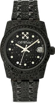 Off-White Discreet Crystal Quartz Bracelet Watch, 32mm