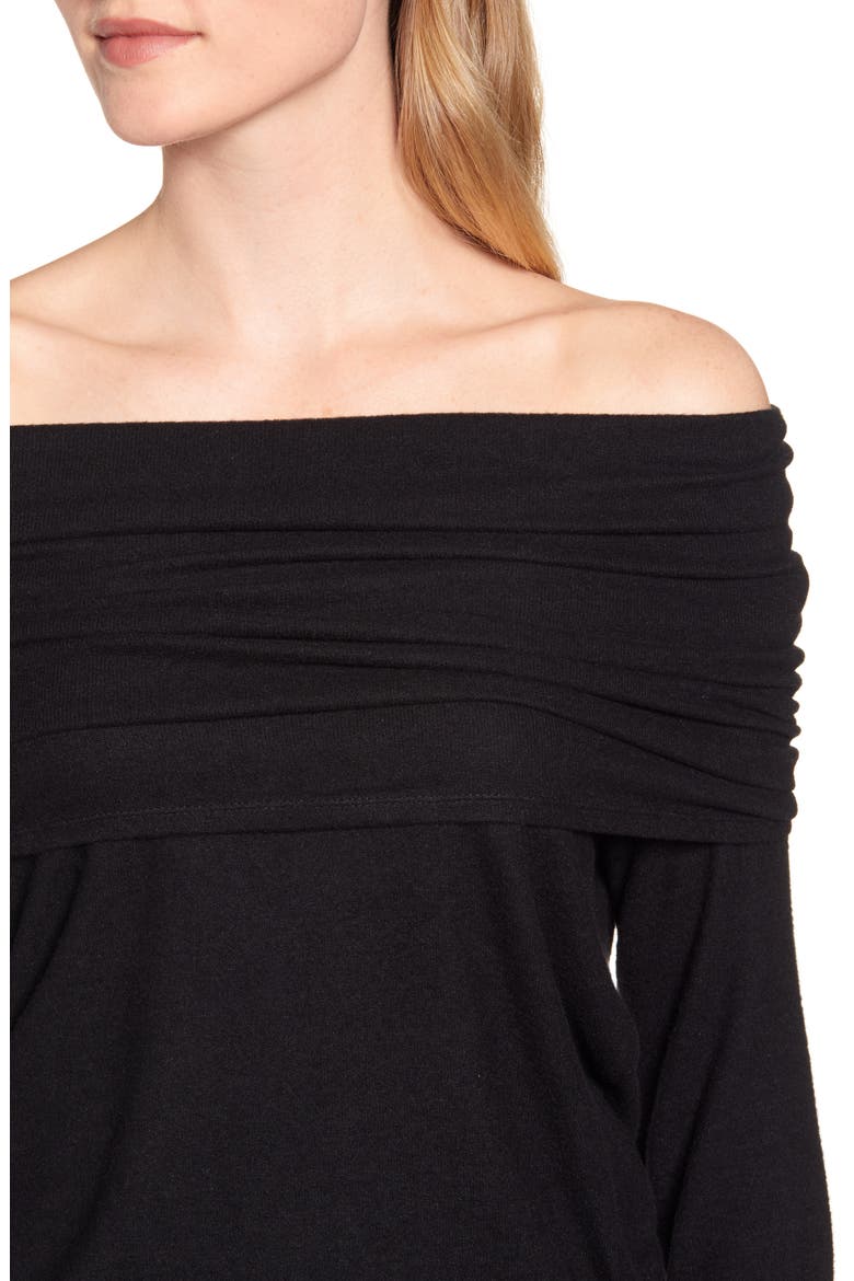 Gibson Cozy Fleece Convertible Neck Sweatshirt, Alternate, color, BLACK
