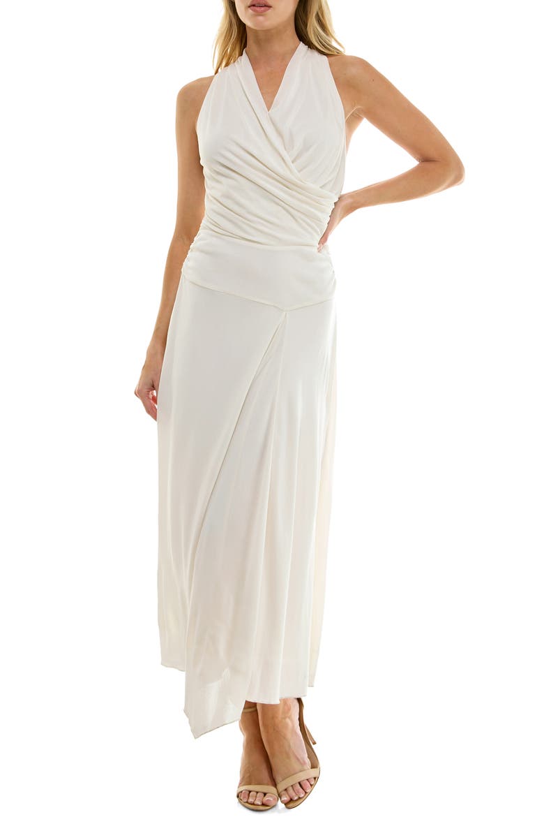 Surplice Handkerchief Hem Maxi Dress, Alternate, color, IVORY