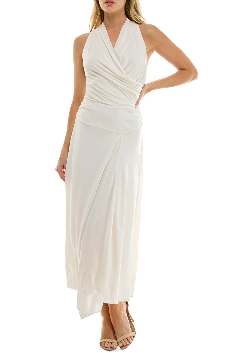 Socialite Surplice Handkerchief Hem Maxi Dress, Alternate, color, Ivory