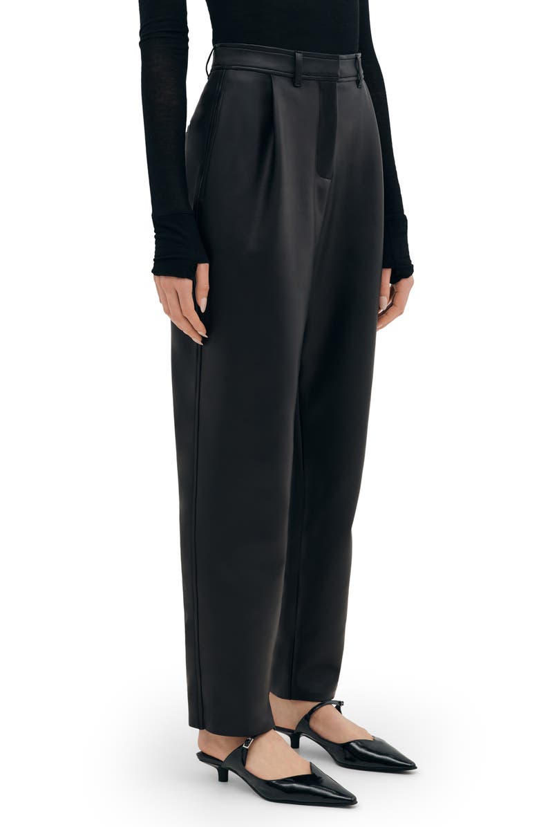 Two Lines by Marcella Lyon High Waist Faux Leather Straight Leg Pants, Alternate, color, Black