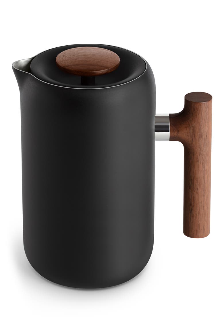 Stainless Steel French Press, Main, color, MATTE BLACK W/ WALNUT ACCENTS