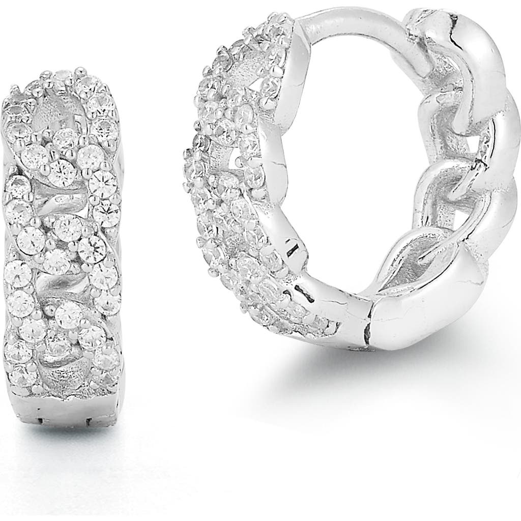 Chloe & Madison Chloe And Madison Cubic Zirconia Curb Huggie Hoop Earrings In Silver