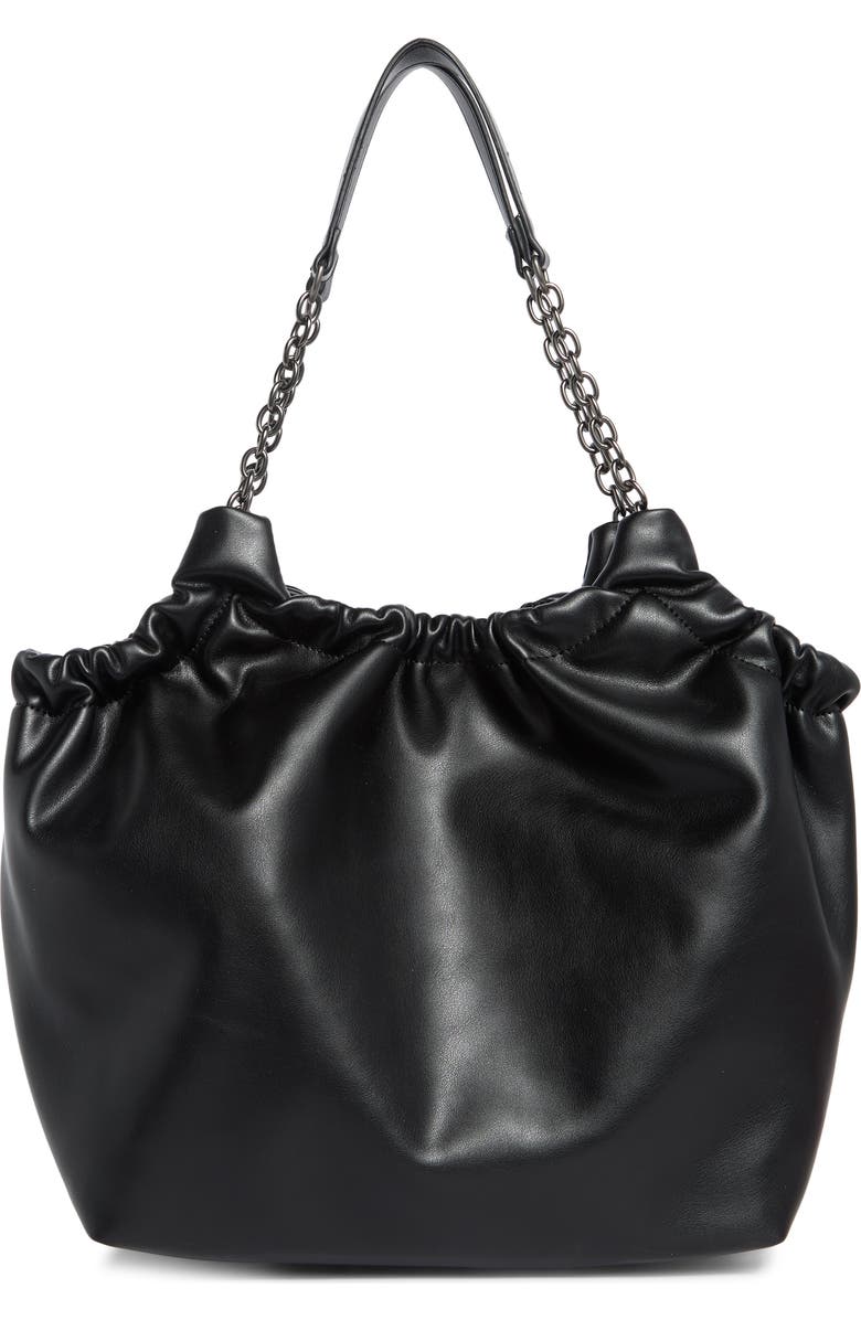 BCBG Chain Water Repellent Shoulder Bag, Main, color, Black