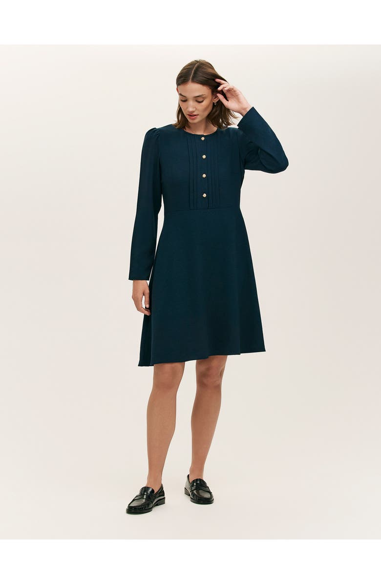 Finery London Shauna Crepe Long Sleeve Short Dress, Alternate, color, Navy