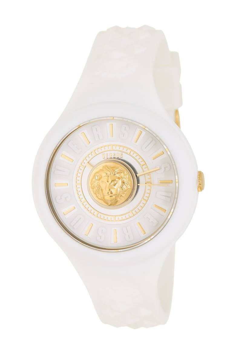 Versace Women's Silcone Strap Watch, 39mm, Main, color, WHITE