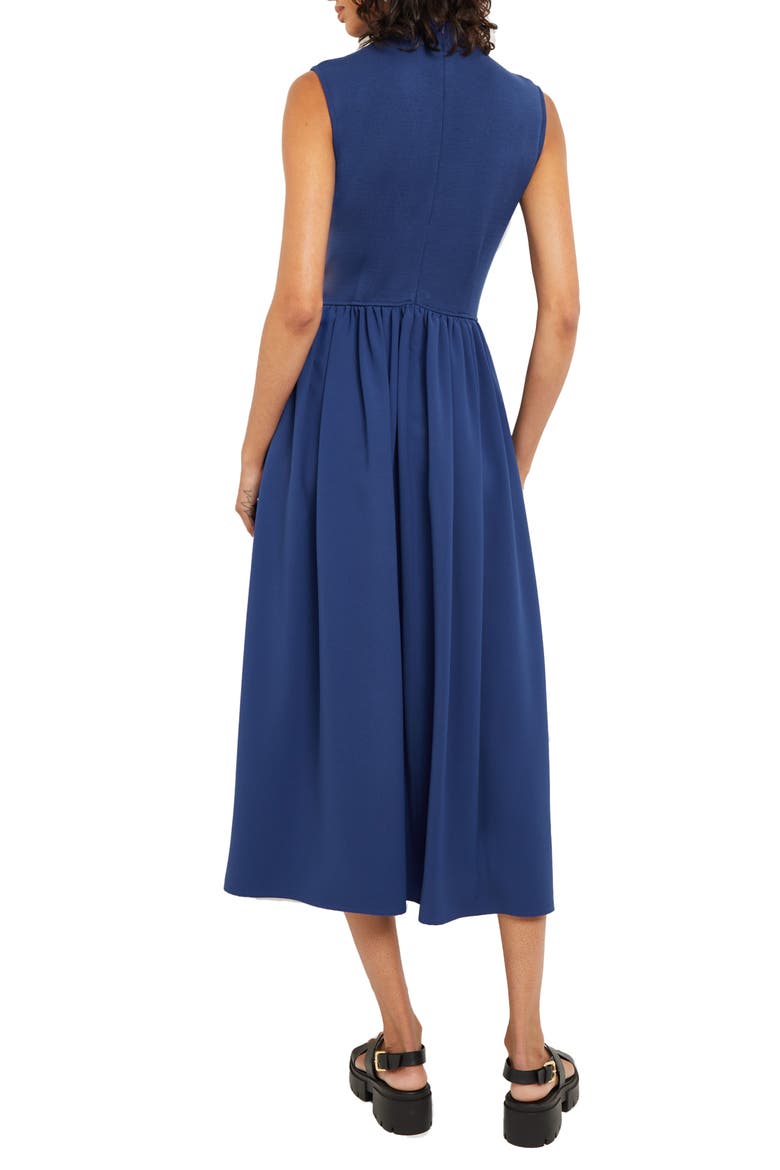 Mixed Media Fit & Flare Dress, Alternate, color, OCEANIC
