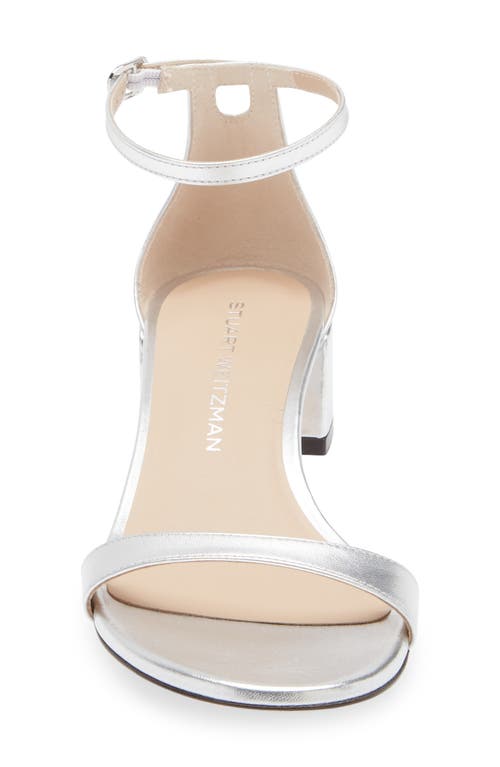 Stuart Weitzman Nudist Metallic Ankle-strap Sandals In Silver