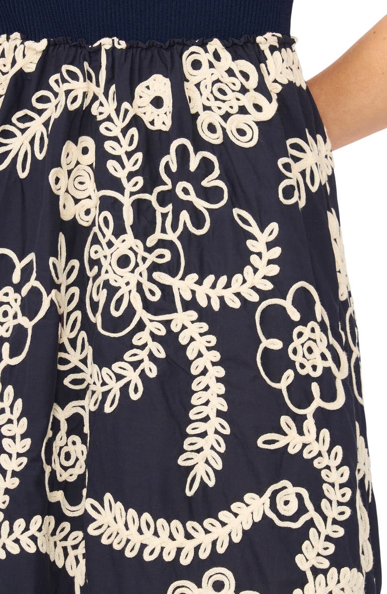 Ted Baker Nicole Embroidered Detail Midi Dress, Alternate, color, Classic Navy