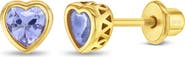 In Season Jewelry Heart CZ Bezel Girl Earrings