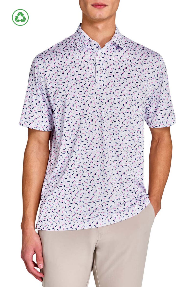 Regular Fit Koi Fish Recycled Performance Golf Polo, Main, color, WHITE